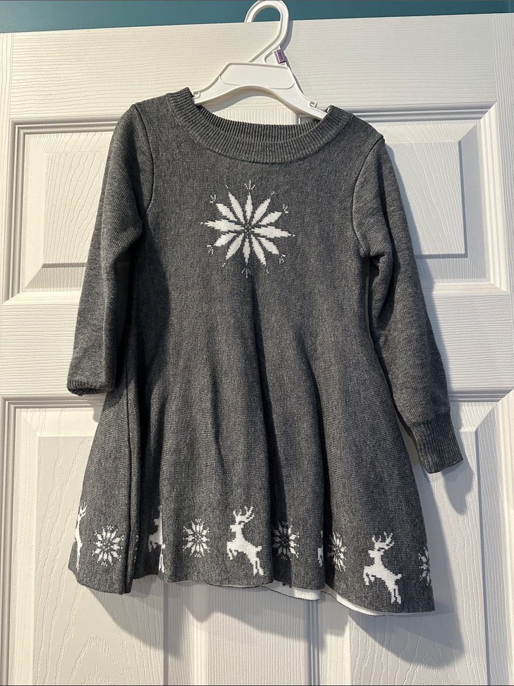 Little Sleepies Play Heather Charcoal Long Sleeve Snowflake Dress
